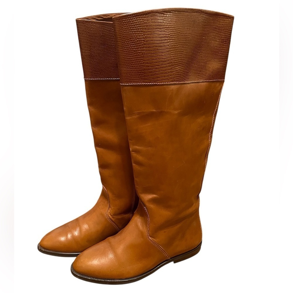 Enzo Angiolini Boots Women’s Sz 5.5 Tall Knee High Flats Pull On Brown